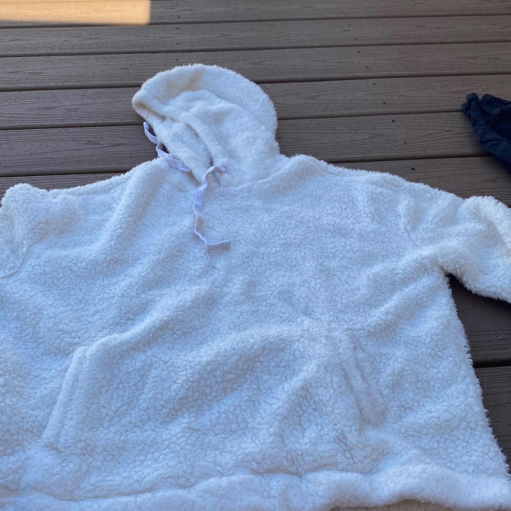 White fluffy hoodie